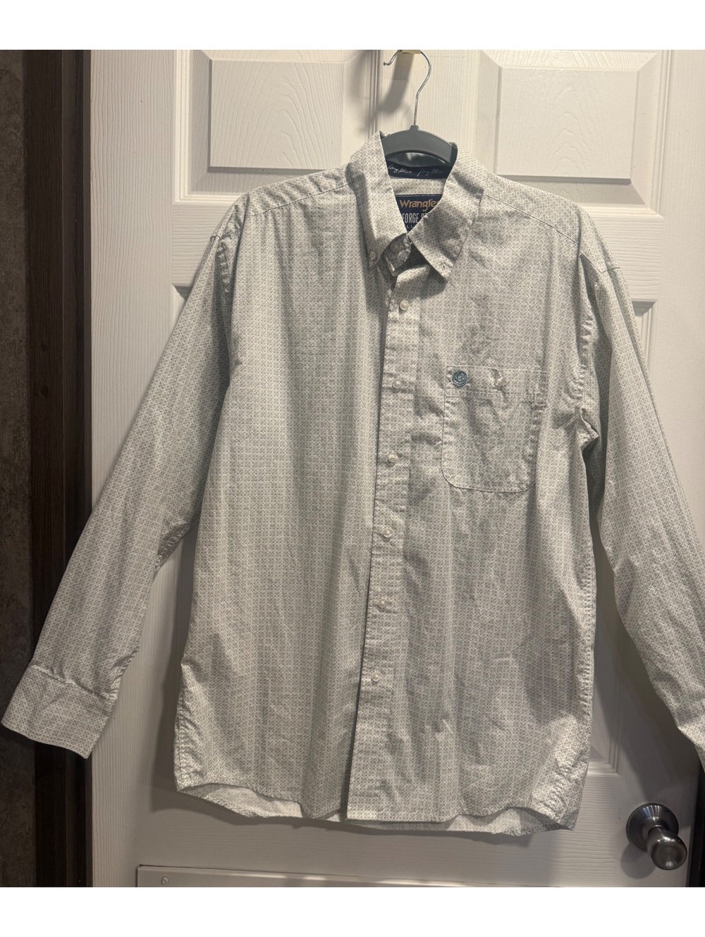 Wrangler Men's George Strait Geometric White Button Down Shirt Size M
